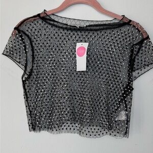 Hot & Delicious Black Sequin Crop Blouse *NWT
